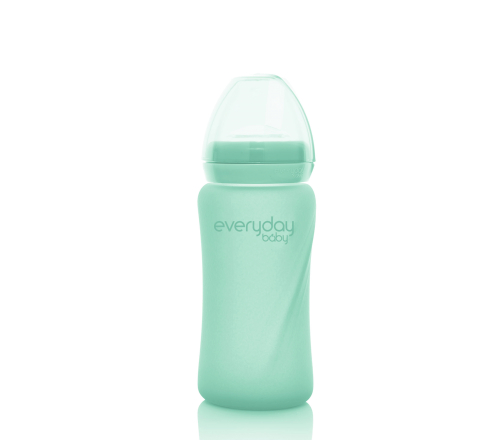 Скляна дитяча пляшечка з силіконовим захистом Everyday Baby (300 мл) м'ятний
